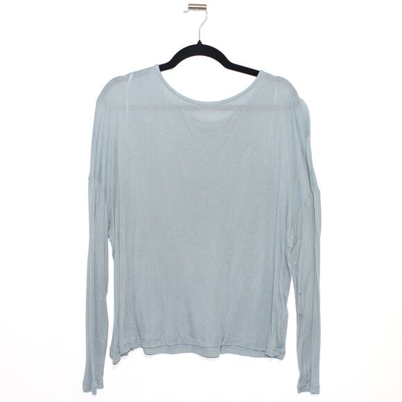 AllSaints Francesco Rita Oversize Long Sleeve T-Shirt Light Blue Size Large - Picture 1 of 7